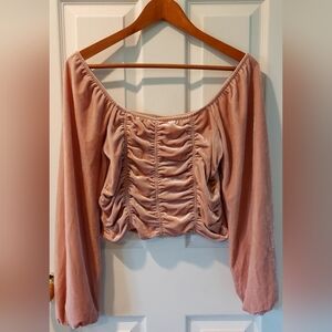 So Women'a Pink Velvet Crop Top